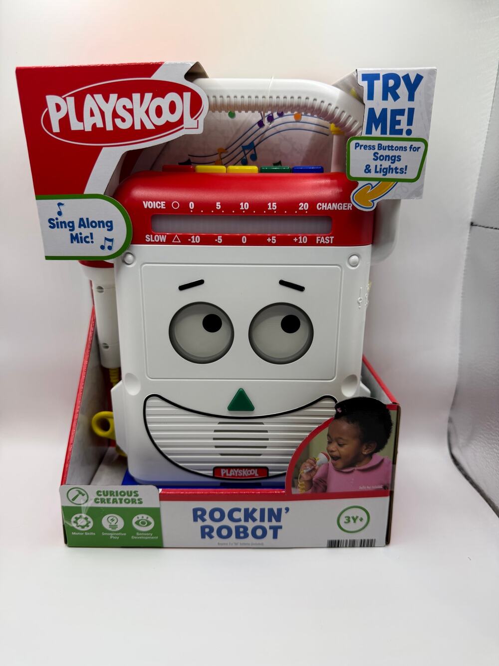 Playskool Rockin' Robot Toy Sing-Along Microphone Songs Lights Learning NEW
